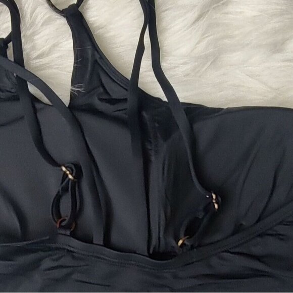 La Blanca One Piece Swimsuit 10 One Shoulder Black Tummy Control NEW - Picture 7 of 12